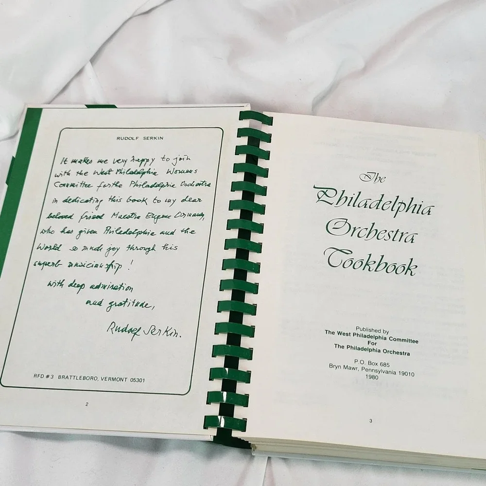 The Philadelphia Orchestra Cookbook 1980 8th Printing Spiral Bound Vintage